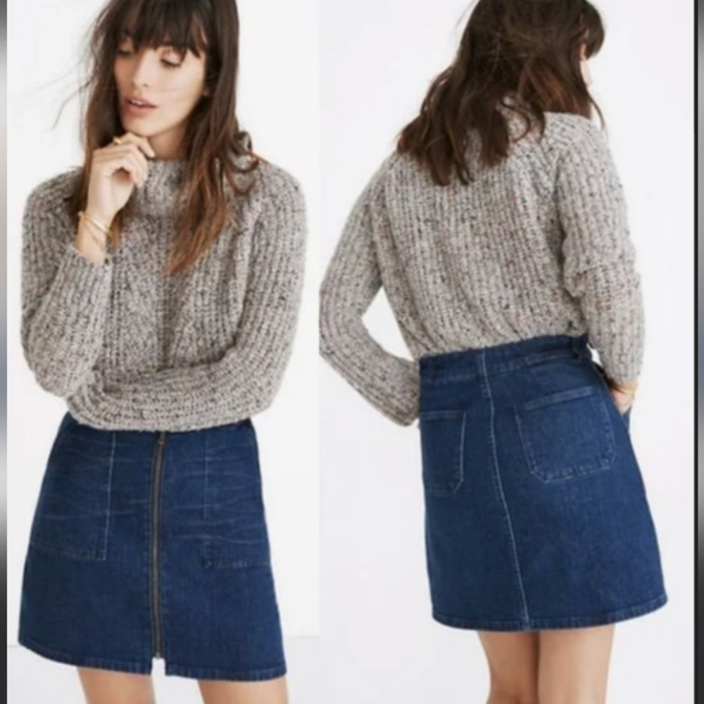 Madewell Denim Utility Zip Front Mini Skirt Size 24
